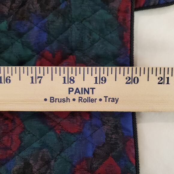 Allen Solly VTG 90s Cropped Quilted Jacket Rose Print Jewel Tones size 14 - Picture 5 of 7